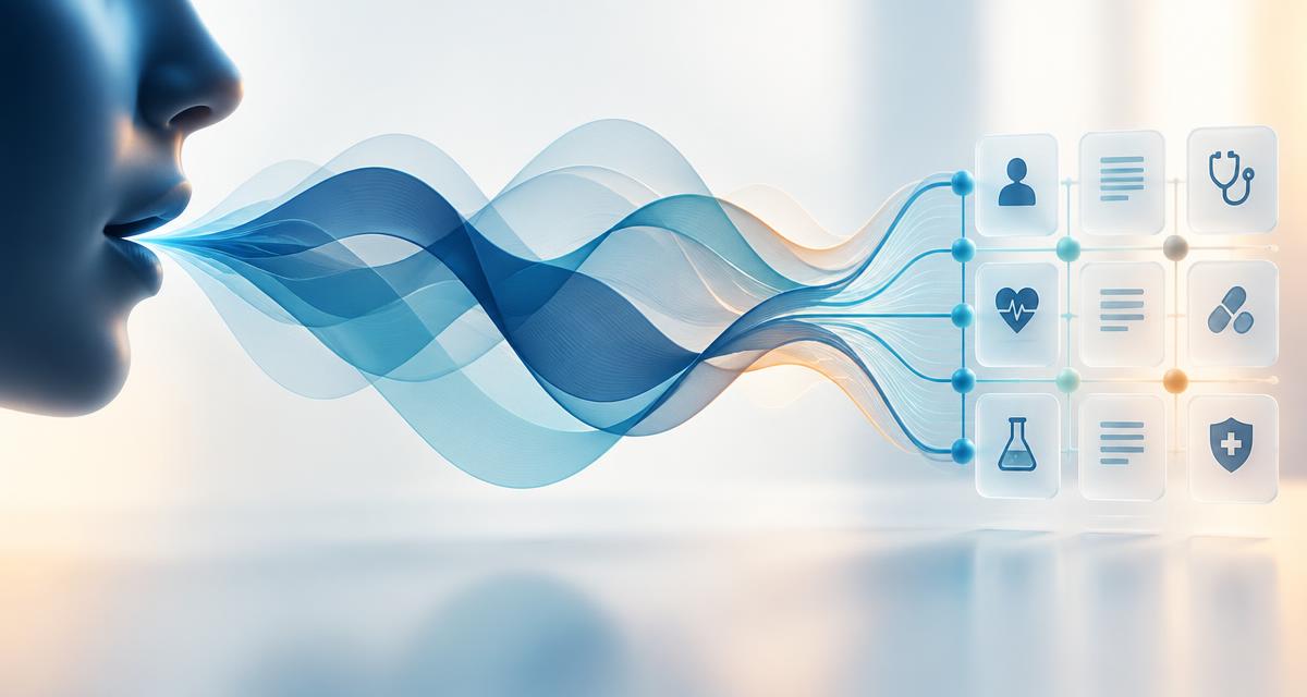 Illustration of speech being converted into structured clinical records
